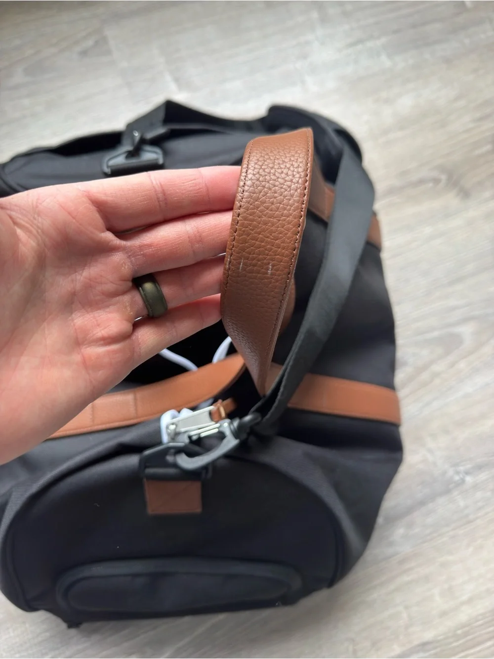 Herschel Black and Brown Men’s Travel Duffel Bag.